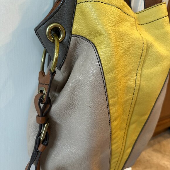 OrYany Handbag Victoria Dove Colorblock Pebble Grain Leather Bag Crossbody Hobo - Picture 15 of 16